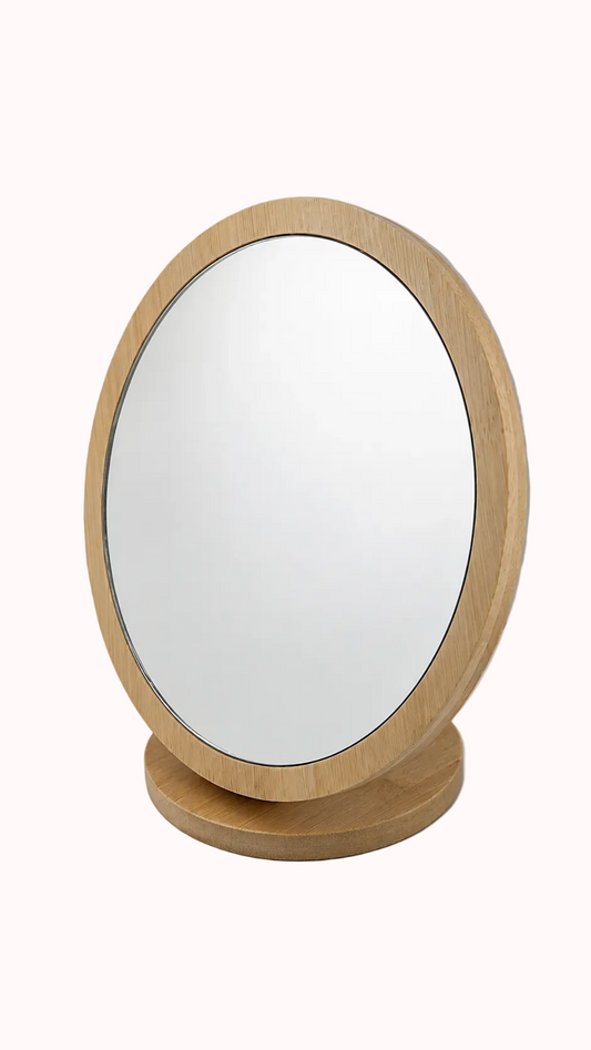 circle Wooden Table Mirror