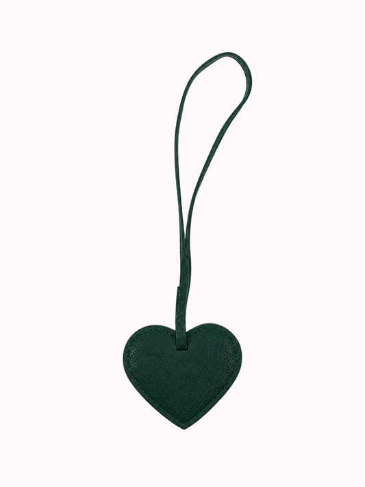 Heart-Shaped PU Leather Charm-dark green
