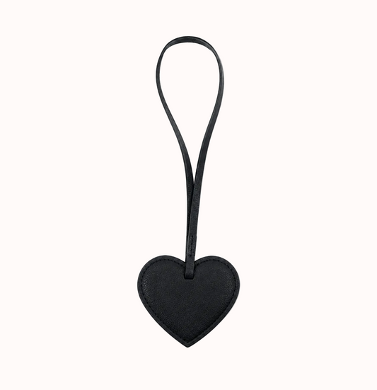 Heart-Shaped PU Leather Charm-black